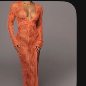 JLUXLABEL Orange knit dress/cover-up. Small. NWT.